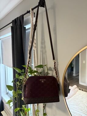 Michael Kors Merlot Dome Crossbody Bag with Gold Hardware
